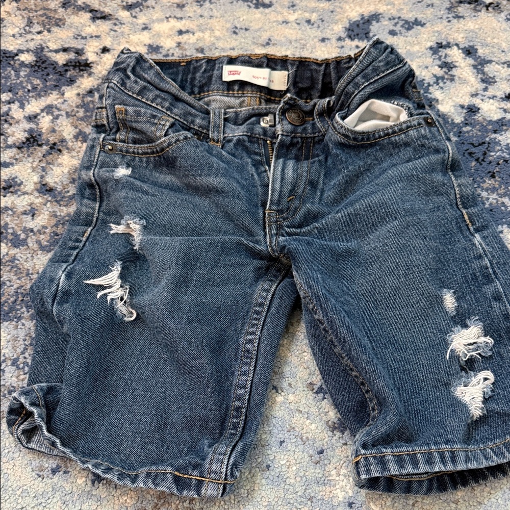 Levi's Kids Blue Distressed Denim Shorts